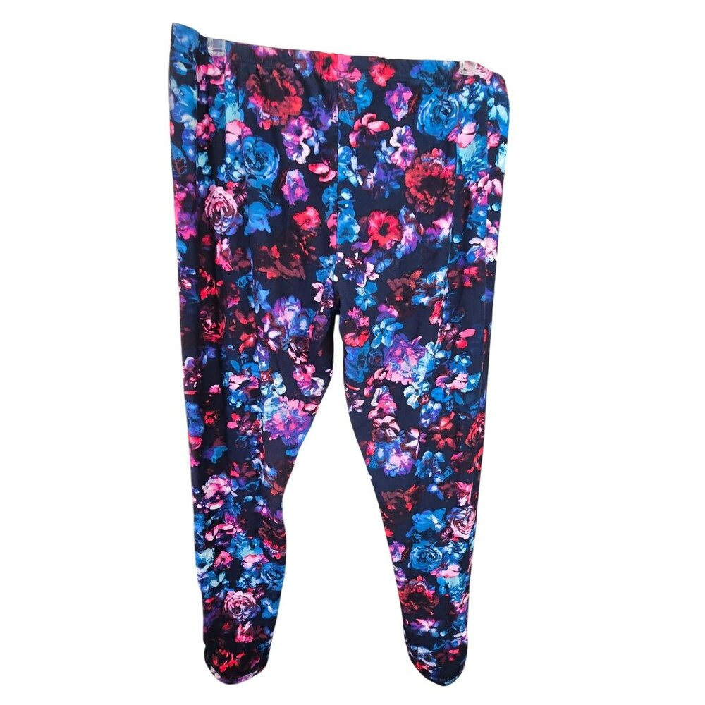 Womens Multi-Color Floral Leggings With Cut-Out Ankle Detail XXL (19) JJ4233 - Picture 8 of 8